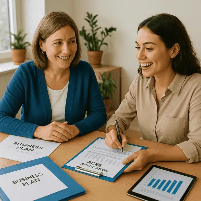 Expert-comptable ECCF accompagnant créatrice entreprise démarches création statuts aides financières