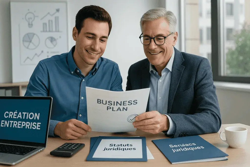 Expert-comptable accompagnant entrepreneur dans création entreprise choix statut juridique rédaction business plan et démarches administratives