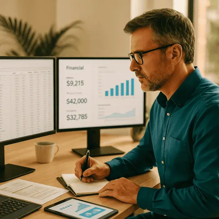 Expert-comptable ECCF révisant bilan et comptes annuels entreprise